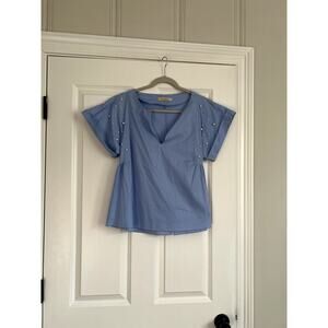 KimiKa Blue Pearl Blouse, size Small